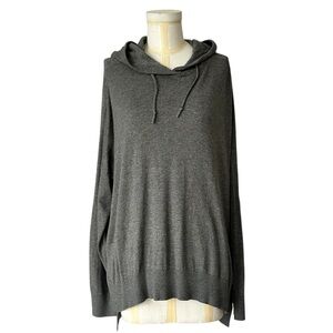 Lauren Ralph Lauren Flowy Gray Hoodie with Faux Leather Elbow Patches Size Large